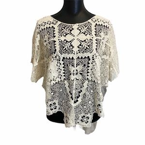 Free People Lace Tunic, XS, cream colored. Oversized, high-low hem.